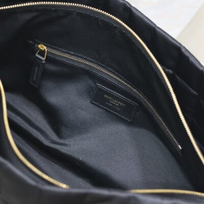 TRAVEL BAG 42 IN BLACK NYLON AND LEATHER TRIM GOLD HARDWARE