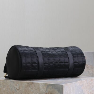 TRAVEL BAG 42 IN BLACK NYLON AND LEATHER TRIM GOLD HARDWARE