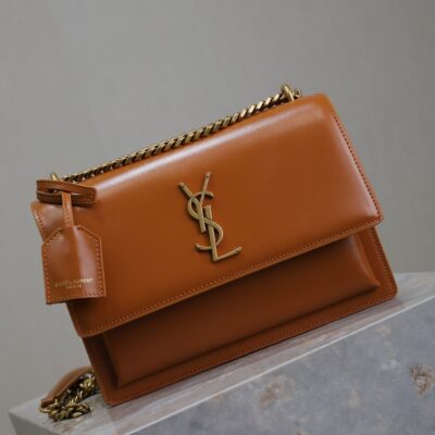 img_f8c0bdc9_20240904_i1725435486_6085_0_jpg YSL 25S SUNSET BAG 22 IN DARK CARAMEL CALFSKIN GOLD HARDWRE