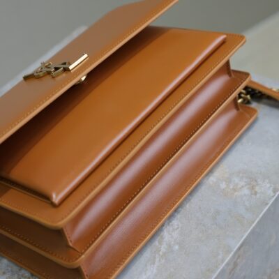 img_f8c0bdc9_20240904_i1725435486_9196_6_jpg YSL 25S SUNSET BAG 22 IN DARK CARAMEL CALFSKIN GOLD HARDWRE