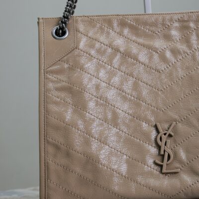 NIKI SHOPPING BAG 33 IN LIGHT BROWN CRUMPLED CALFSKIN