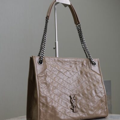 NIKI SHOPPING BAG 33 IN LIGHT BROWN CRUMPLED CALFSKIN