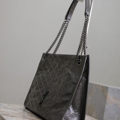 NIKI SHOPPING BAG 33 IN GRAY CRUMPLED CALFSKIN