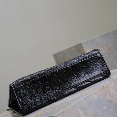 NIKI SHOPPING BAG 33 IN BLACK CRUMPLED CALFSKIN SILVER HARDWARE