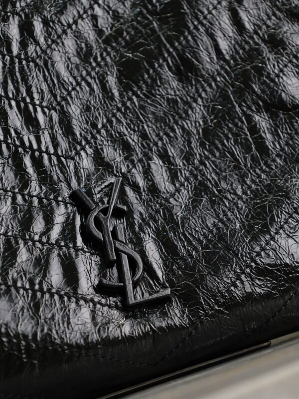 NIKI SHOPPING BAG 33 IN BLACK CRUMPLED CALFSKIN SILVER HARDWARE
