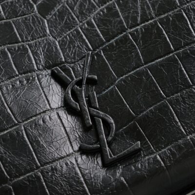 NIKI SHOPPING BAG 33 IN BLACK CROCODILE-EMBOSSED CALFSKIN
