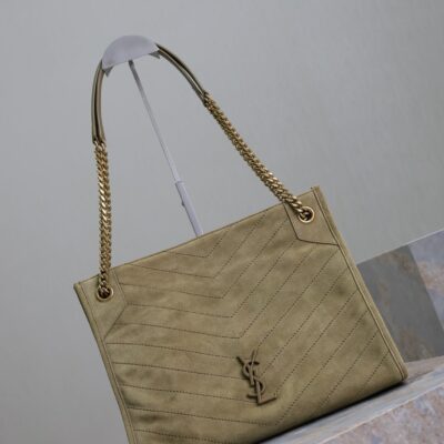 NIKI SHOPPING BAG 33 IN ECRU BEIGE SUEDE GOLD HARDWARE