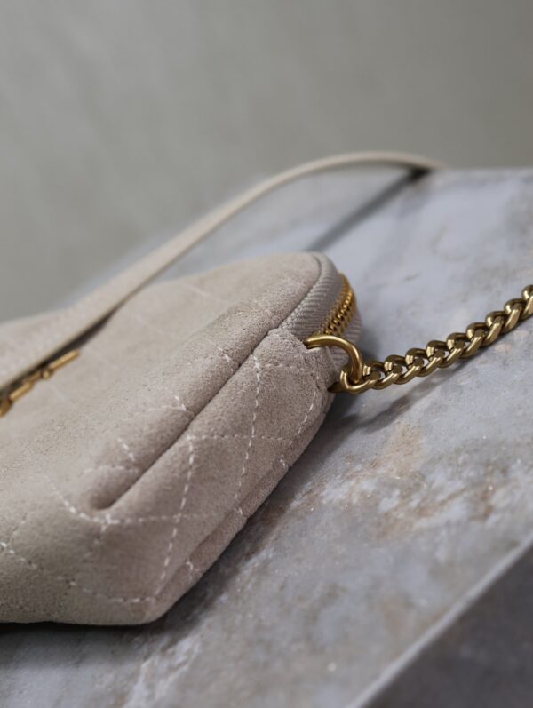 img_f8c0bdc9_20240914_i1726299815_3890_5_jpg GABY ZIPPED POUCH 19 IN GRAY MATTE SUEDE GOLD HARDWARE
