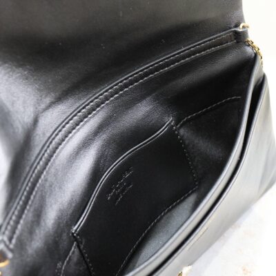 CALYPSO POUCH 24 IN BLACK LAMBSKIN GOLD LOGO