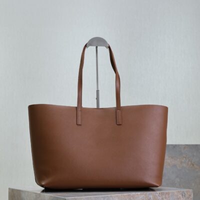 SHOPPING TOTE BAG 38 IN RED BROWN CALFSKIN