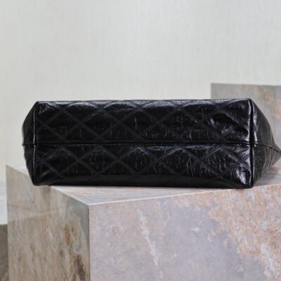 SHOPPING TOTE BAG 38 IN BLACK CRUMPLED CALFSKIN