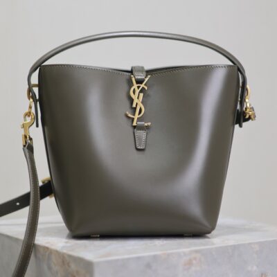 YSL 25S LE 37 MINI 20 IN DARK OLIVE CALFSKIN GOLD HARDWARE