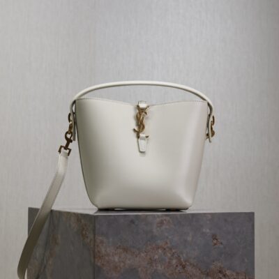 YSL 25S LE 37 BAG 20 IN DUSTY GRAY CALFSKIN GOLD HARDWARE