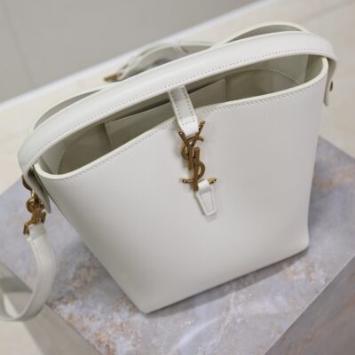 YSL 25S LE 37 BAG 20 IN DUSTY GRAY CALFSKIN GOLD HARDWARE
