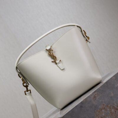 YSL 25S LE 37 BAG 20 IN DUSTY GRAY CALFSKIN GOLD HARDWARE