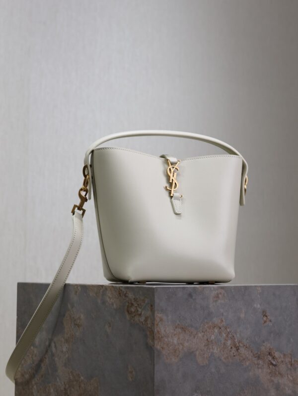 YSL 25S LE 37 BAG 20 IN DUSTY GRAY CALFSKIN GOLD HARDWARE