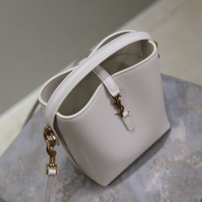 YSL 25S LE 37 MINI 15 IN DUSTY GRAY CALFSKIN GOLD HARDWARE