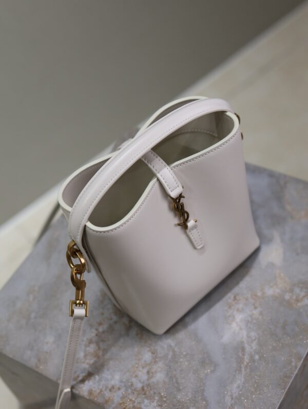 YSL 25S LE 37 MINI 15 IN DUSTY GRAY CALFSKIN GOLD HARDWARE