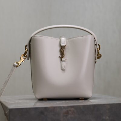 YSL 25S LE 37 MINI 15 IN DUSTY GRAY CALFSKIN GOLD HARDWARE