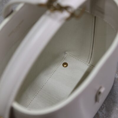 YSL 25S LE 37 MINI 15 IN DUSTY GRAY CALFSKIN GOLD HARDWARE