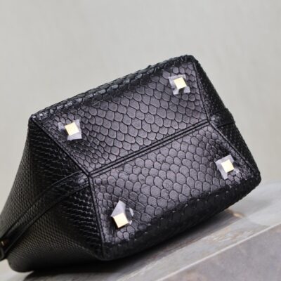 YSL 25S LE 37 20 IN BLACK SNAKE EMBOSSED CALFSKIN GOLD HARDWARE