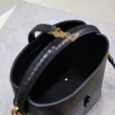 YSL 25S LE 37 BUCKET 15 IN BLACK SNAKE EMBOSSED CALFSKIN GOLD HARDWARE