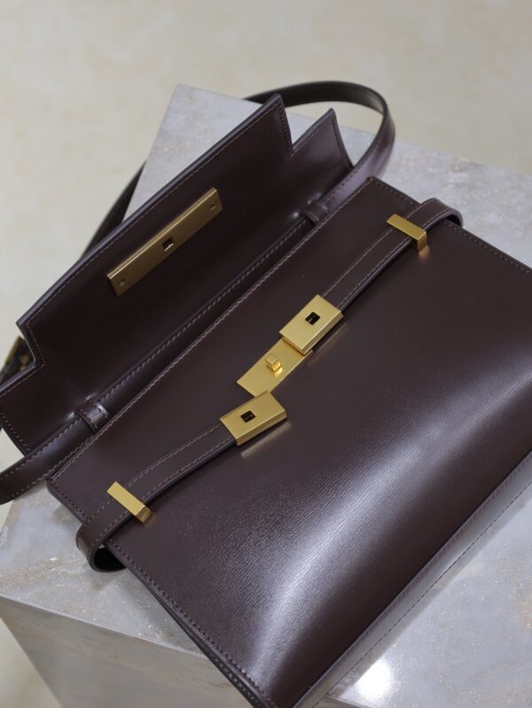 YSL 25S MANHATTAN SMALL 24 IN ROUGE CABERNET CALFSKIN GOLD HARDWARE