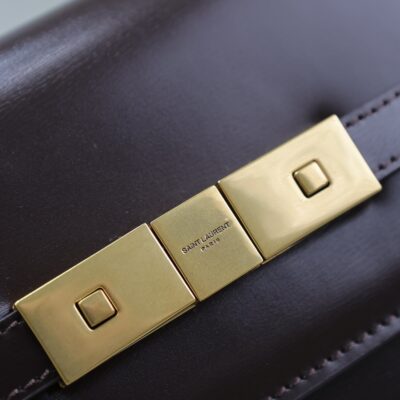 YSL 25S MANHATTAN SMALL 24 IN ROUGE CABERNET CALFSKIN GOLD HARDWARE