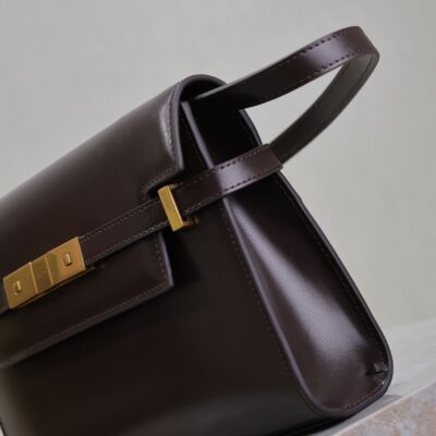 YSL 25S MANHATTAN SMALL 24 IN ROUGE CABERNET CALFSKIN GOLD HARDWARE