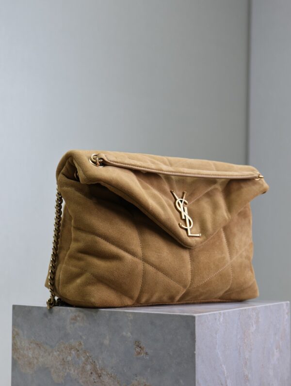 img_f8c0bdc9_20241023_i1729671549_2226_5_jpg YSL 25S LOULOU PUFFER GM 35 IN TAN BROWN SUEDE GOLD HARDWRE