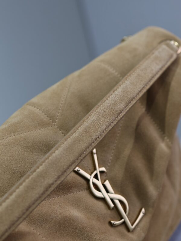 img_f8c0bdc9_20241023_i1729671549_3537_1_jpg YSL 25S LOULOU PUFFER GM 35 IN TAN BROWN SUEDE GOLD HARDWRE