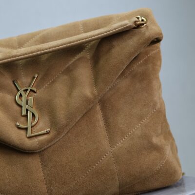 img_f8c0bdc9_20241023_i1729671549_4486_0_jpg YSL 25S LOULOU PUFFER GM 35 IN TAN BROWN SUEDE GOLD HARDWRE