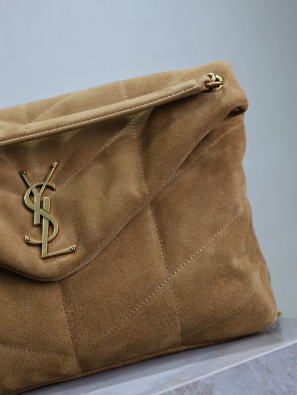 img_f8c0bdc9_20241023_i1729671549_4486_0_jpg YSL 25S LOULOU PUFFER GM 35 IN TAN BROWN SUEDE GOLD HARDWRE