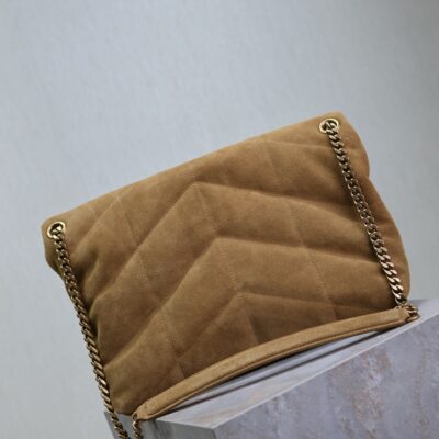 img_f8c0bdc9_20241023_i1729671549_5029_2_jpg YSL 25S LOULOU PUFFER GM 35 IN TAN BROWN SUEDE GOLD HARDWRE