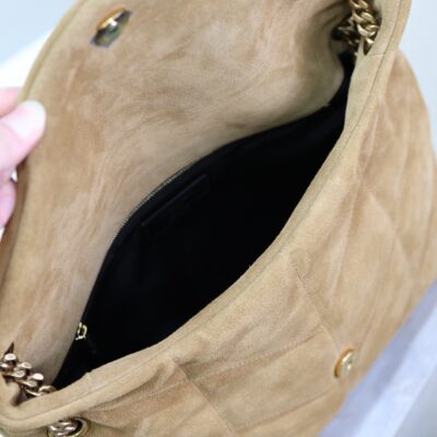 img_f8c0bdc9_20241023_i1729671549_5421_3_jpg YSL 25S LOULOU PUFFER GM 35 IN TAN BROWN SUEDE GOLD HARDWRE