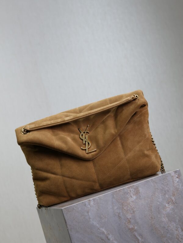 img_f8c0bdc9_20241023_i1729671549_5461_8_jpg YSL 25S LOULOU PUFFER GM 35 IN TAN BROWN SUEDE GOLD HARDWRE