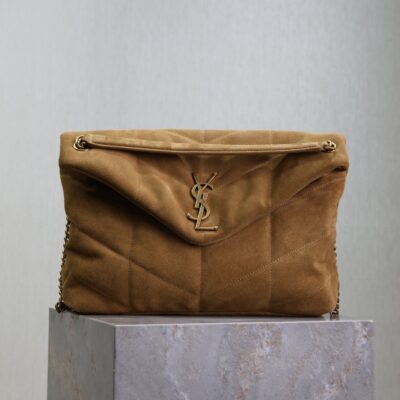 img_f8c0bdc9_20241023_i1729671549_5568_6_jpg YSL 25S LOULOU PUFFER GM 35 IN TAN BROWN SUEDE GOLD HARDWRE