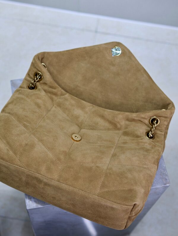 img_f8c0bdc9_20241023_i1729671549_7209_7_jpg YSL 25S LOULOU PUFFER GM 35 IN TAN BROWN SUEDE GOLD HARDWRE