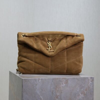 img_f8c0bdc9_20241023_i1729671929_7222_7_jpg YSL 25S LOULOU PUFFER MM 29 IN TAN BROWN SUEDE GOLD HARDWRE
