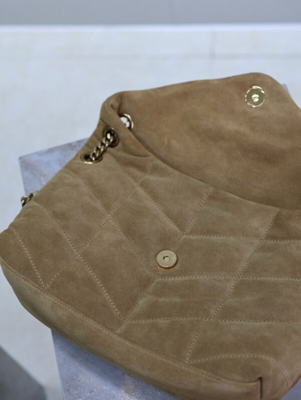 img_f8c0bdc9_20241023_i1729671937_4471_0_jpg YSL 25S LOULOU PUFFER MM 29 IN TAN BROWN SUEDE GOLD HARDWRE