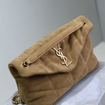 img_f8c0bdc9_20241023_i1729671937_5324_0_jpg YSL 25S LOULOU PUFFER MM 29 IN TAN BROWN SUEDE GOLD HARDWRE