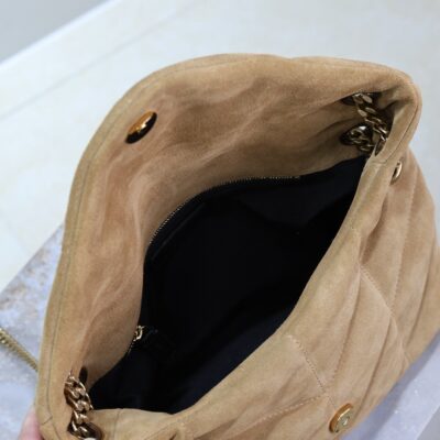 img_f8c0bdc9_20241023_i1729671937_5853_0_jpg YSL 25S LOULOU PUFFER MM 29 IN TAN BROWN SUEDE GOLD HARDWRE