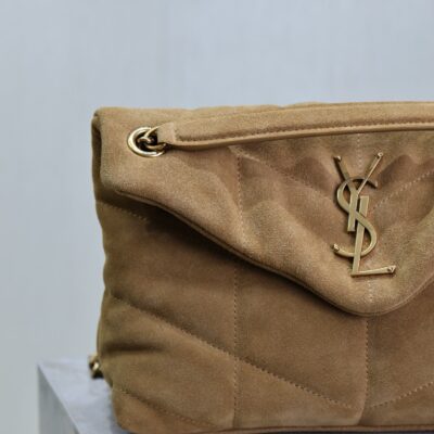 img_f8c0bdc9_20241023_i1729671938_4913_0_jpg YSL 25S LOULOU PUFFER MM 29 IN TAN BROWN SUEDE GOLD HARDWRE