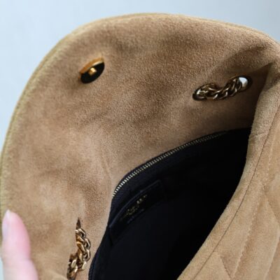 img_f8c0bdc9_20241023_i1729672205_1850_0_jpg YSL 25S LOULOU PUFFER MINI 23 IN TAN BROWN SUEDE GOLD HARDWRE