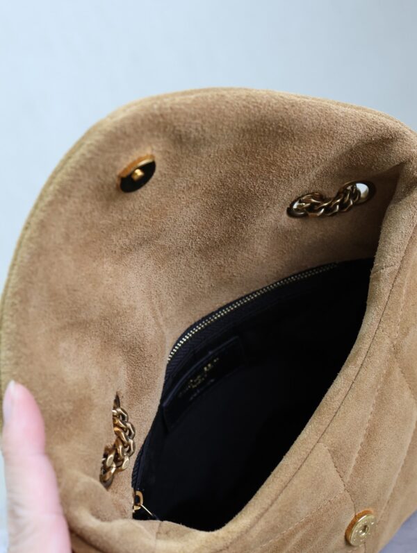 img_f8c0bdc9_20241023_i1729672205_1850_0_jpg YSL 25S LOULOU PUFFER MINI 23 IN TAN BROWN SUEDE GOLD HARDWRE