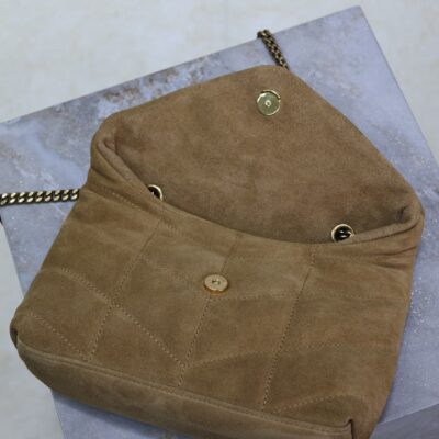 img_f8c0bdc9_20241023_i1729672205_8664_0_jpg YSL 25S LOULOU PUFFER MINI 23 IN TAN BROWN SUEDE GOLD HARDWRE
