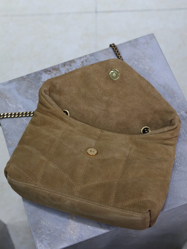 img_f8c0bdc9_20241023_i1729672205_8664_0_jpg YSL 25S LOULOU PUFFER MINI 23 IN TAN BROWN SUEDE GOLD HARDWRE