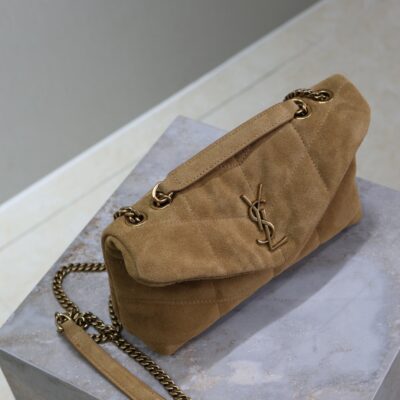 img_f8c0bdc9_20241023_i1729672205_9398_0_jpg YSL 25S LOULOU PUFFER MINI 23 IN TAN BROWN SUEDE GOLD HARDWRE