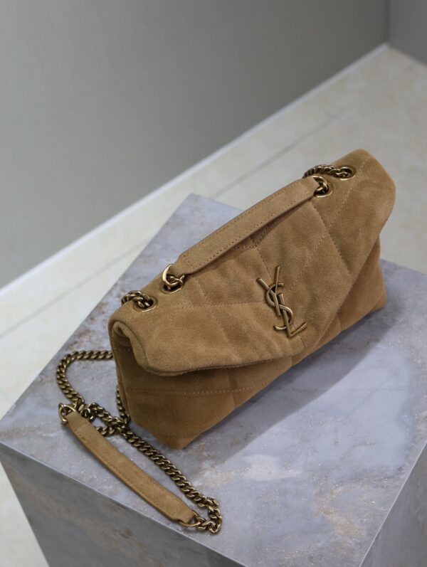 img_f8c0bdc9_20241023_i1729672205_9398_0_jpg YSL 25S LOULOU PUFFER MINI 23 IN TAN BROWN SUEDE GOLD HARDWRE