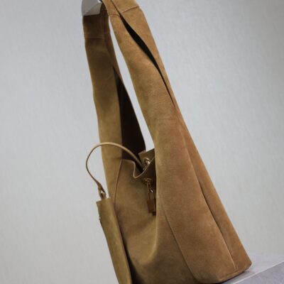 TANGER HOBO BAG 27 IN PEANUT BROWN SUEDE